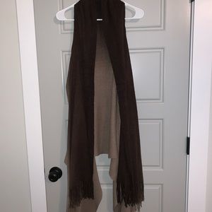 Sleeveless Ombré Tan and Brown Duster Cardigan